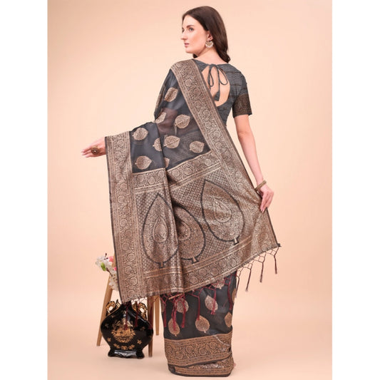 Black Cotton Printed Saree