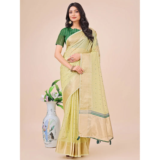 Light Green Organza Printed Saree
