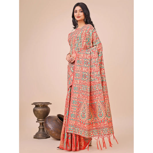 Cream Cotton Printed Saree