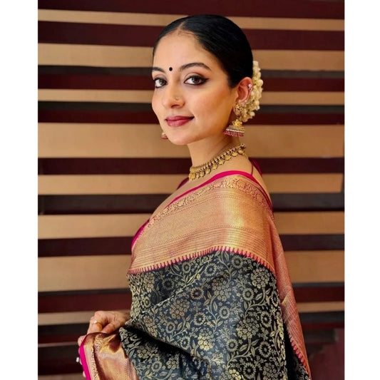 Black Silk Printed Saree