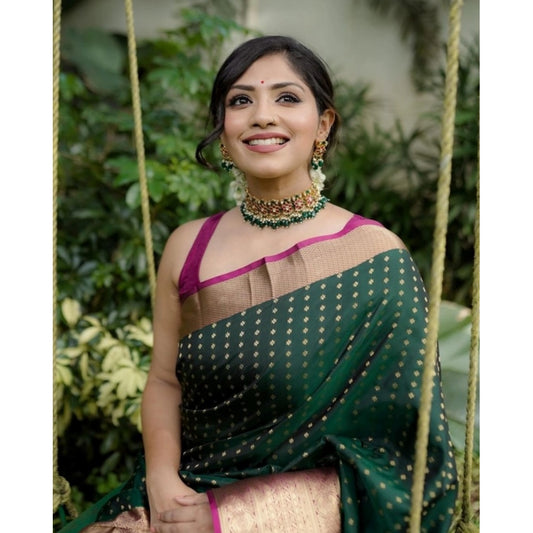 Green Silk Printed Saree