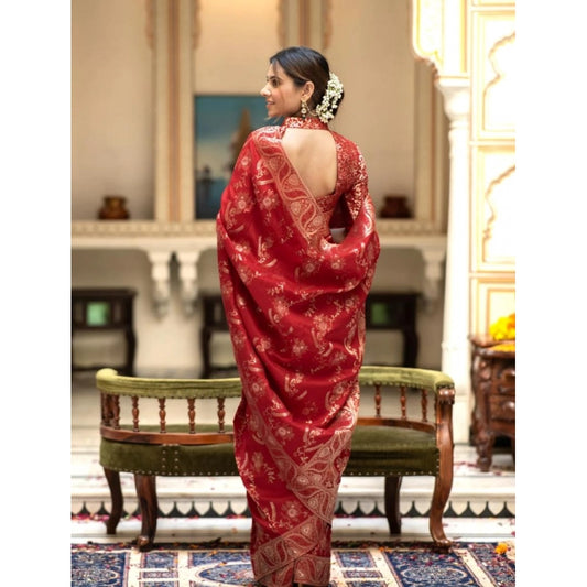Red Silk Printed Saree