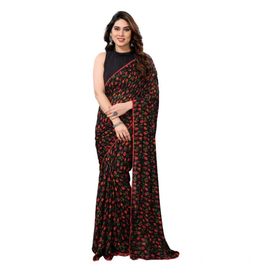 Black Georgette Printed Saree