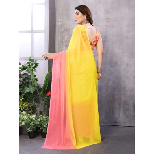 Pink & Yellow Georgette Saree