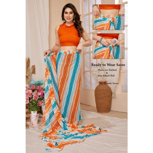 Multicolor Georgette Striped Saree
