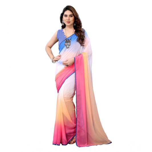 Multicolor Georgette Solid Saree