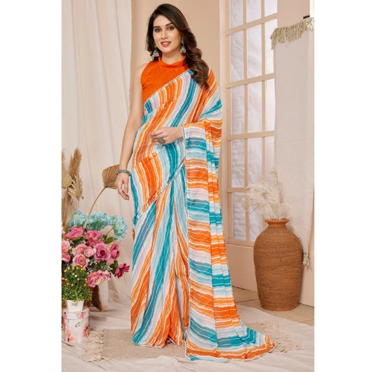 Multicolor Georgette Striped Saree