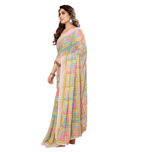 Green Georgette Printed Saree