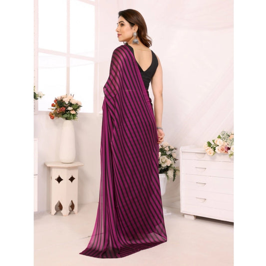Purple-Black Black Berry Striped Saree