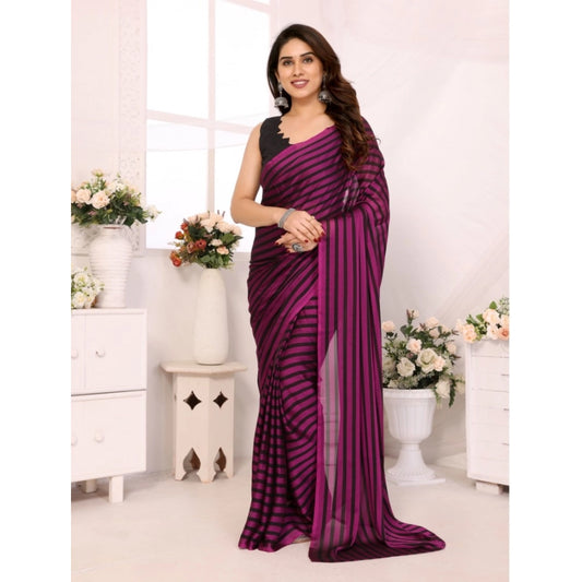 Purple-Black Black Berry Striped Saree