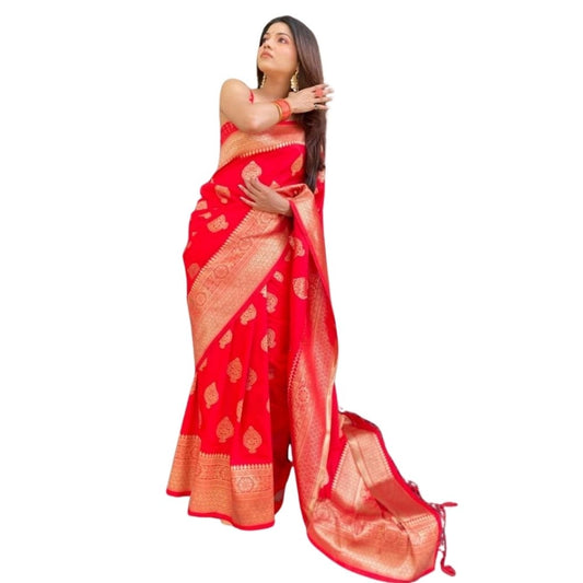 Red Silk Printed Saree