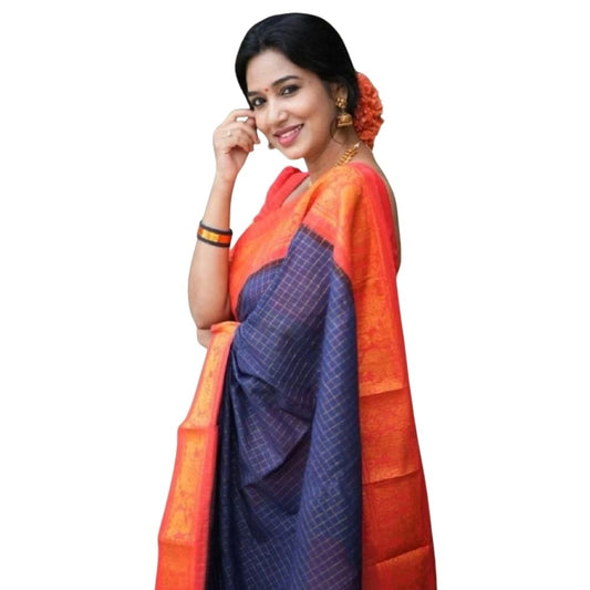 Blue Silk Printed Saree