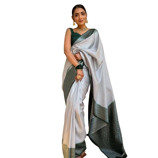 Grey Silk Printed Saree
