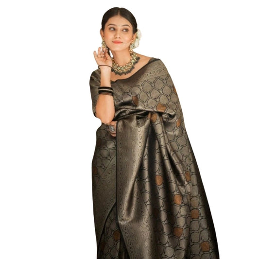 Black Silk Printed Saree