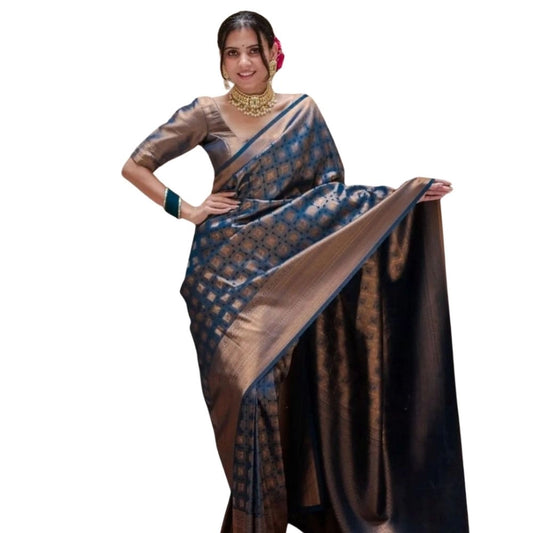 Blue Silk Printed Saree