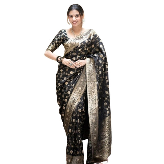 Black Silk Printed Saree