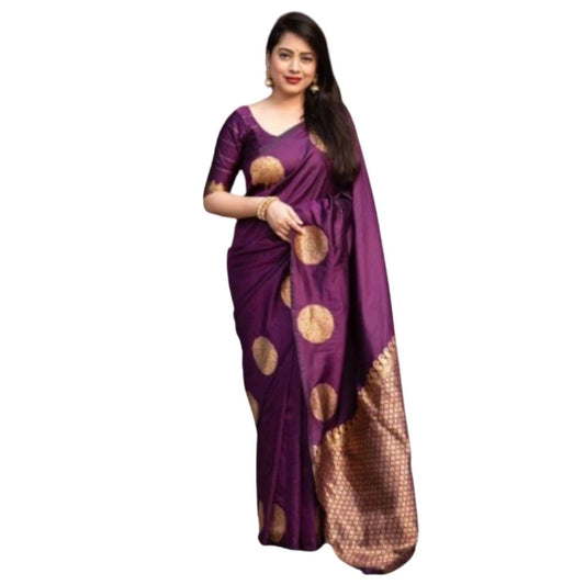 Wine Silk Printed Saree