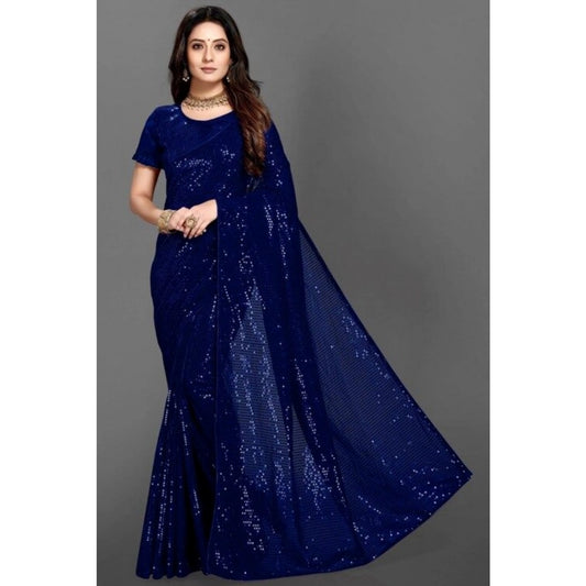 Blue Sequence Georgette Saree