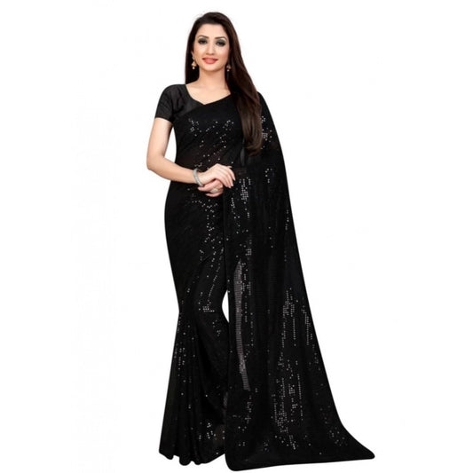 Black Georgette Sequin Saree