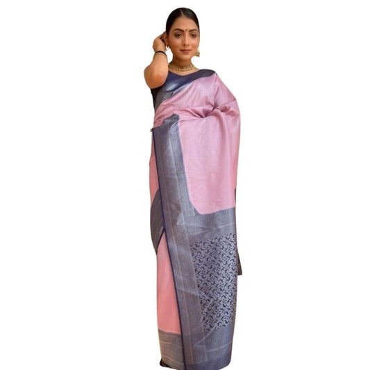 Pink Silk Printed Saree