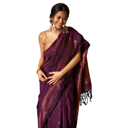 Wine Silk Printed Saree