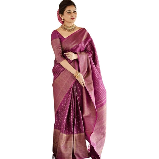 Purple Silk Printed Saree