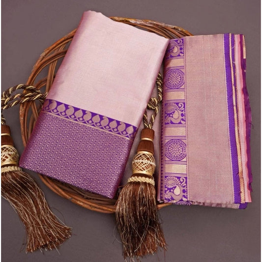 Purple Silk Printed Saree