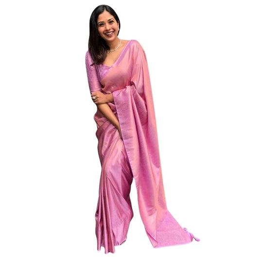 Pink Silk Printed Saree
