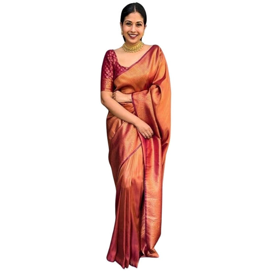 Maroon Silk Printed Saree