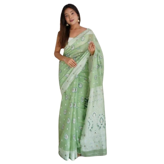 Pista Cotton Printed Saree