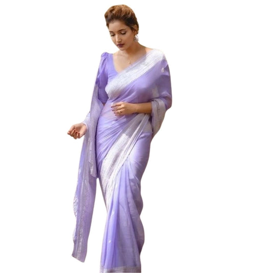 Lavender Cotton Printed Saree
