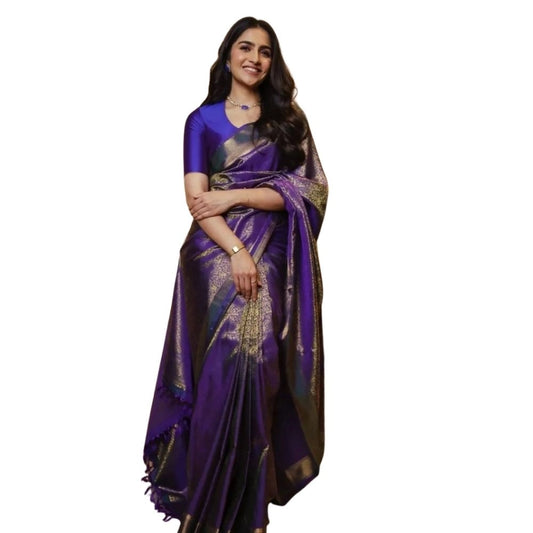 Purple Silk Printed Saree