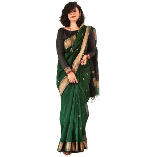 Dark Green Silk Printed Saree