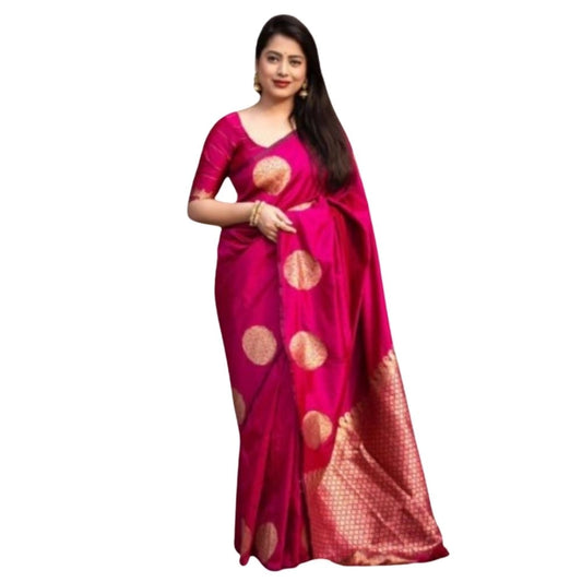 Rani Pink Silk Printed Saree