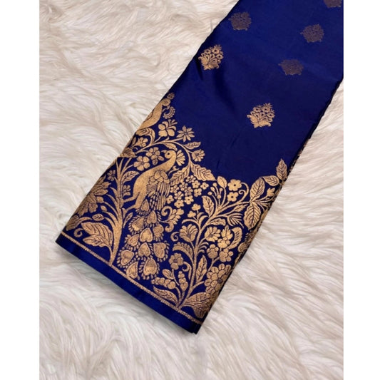 Royal Blue Silk Printed Saree