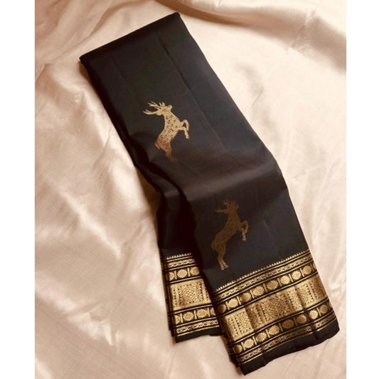 Black Silk Printed Saree