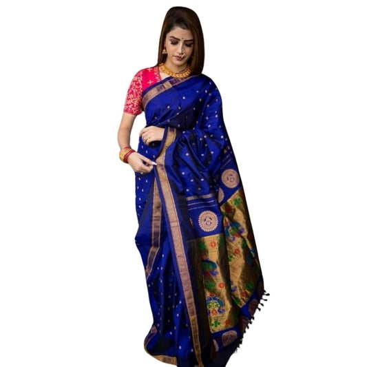 Royal Blue Silk Printed Saree