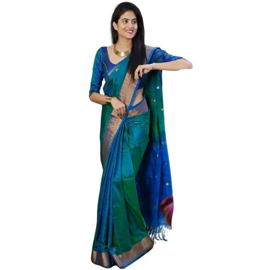 Blue Silk Printed Saree