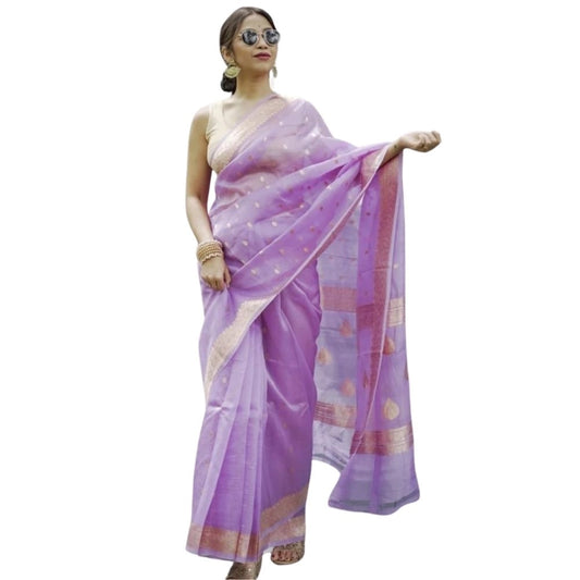 Lavender Cotton Printed Saree