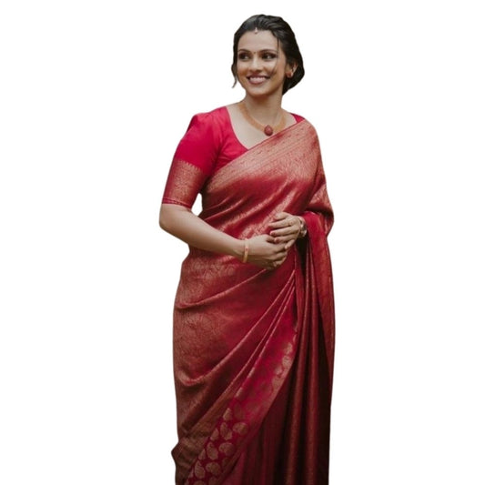 Red Silk Printed Saree