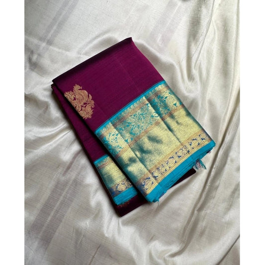 Wine Silk Printed Saree