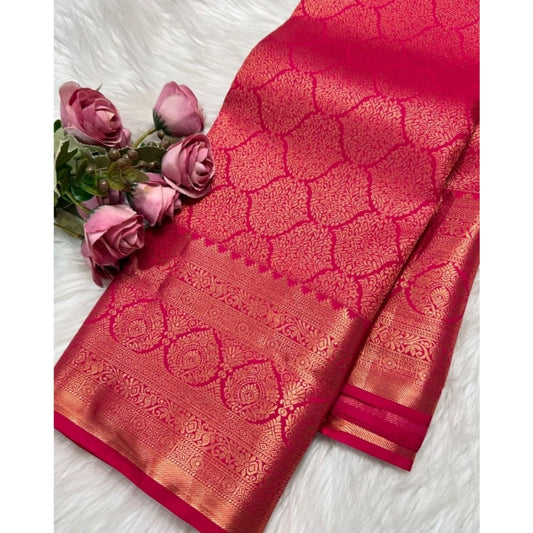 Rani Pink Silk Printed Saree