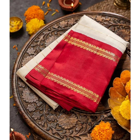 Off White Silk Printed Saree