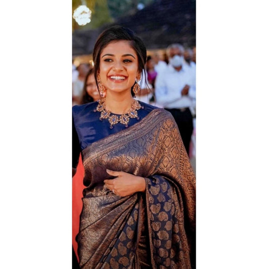 Blue Silk Printed Saree