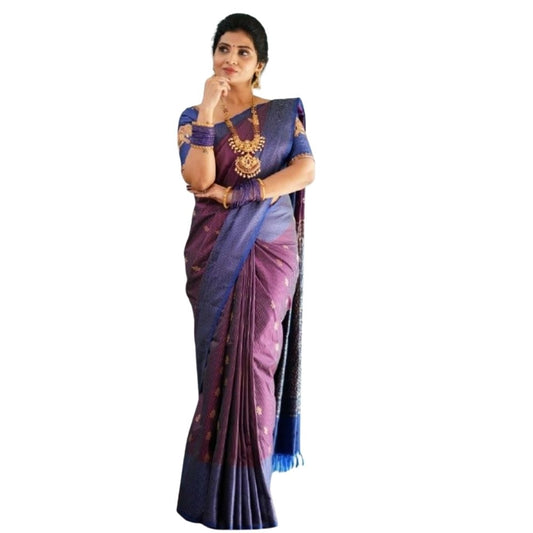 Purple Silk Printed Saree