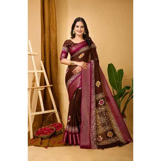Maroon Kalamkari Saree