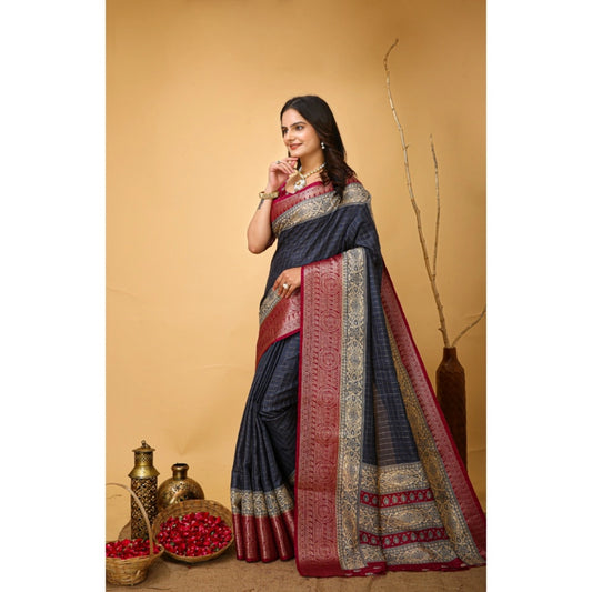 Grey Dola Cotton Kalamkari Saree