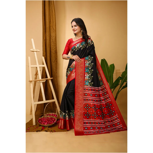 Black Dola Cotton Kalamkari Saree