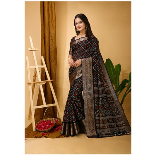 Black Dola Cotton Kalamkari Saree