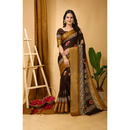 Brown Kalamkari Saree